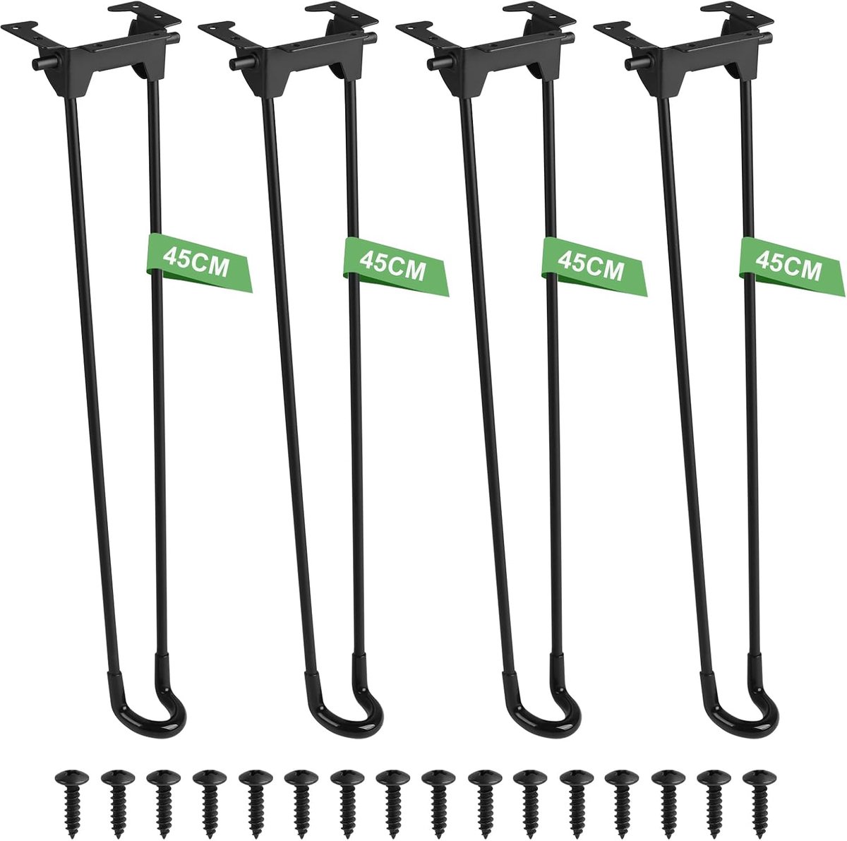 Haarspeldpoten 32cm - Inklapbaar zwart - Opvouwbare tafelpoten - Ideaal voor campingtafel - ShopVlot