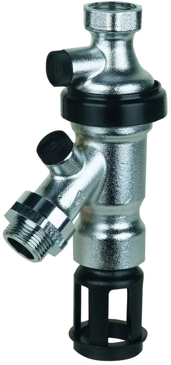 Resideo Systeemafscheider BA295D Voor uitloopkranen, verchroomd R 3/4, BA295D-3/4WH