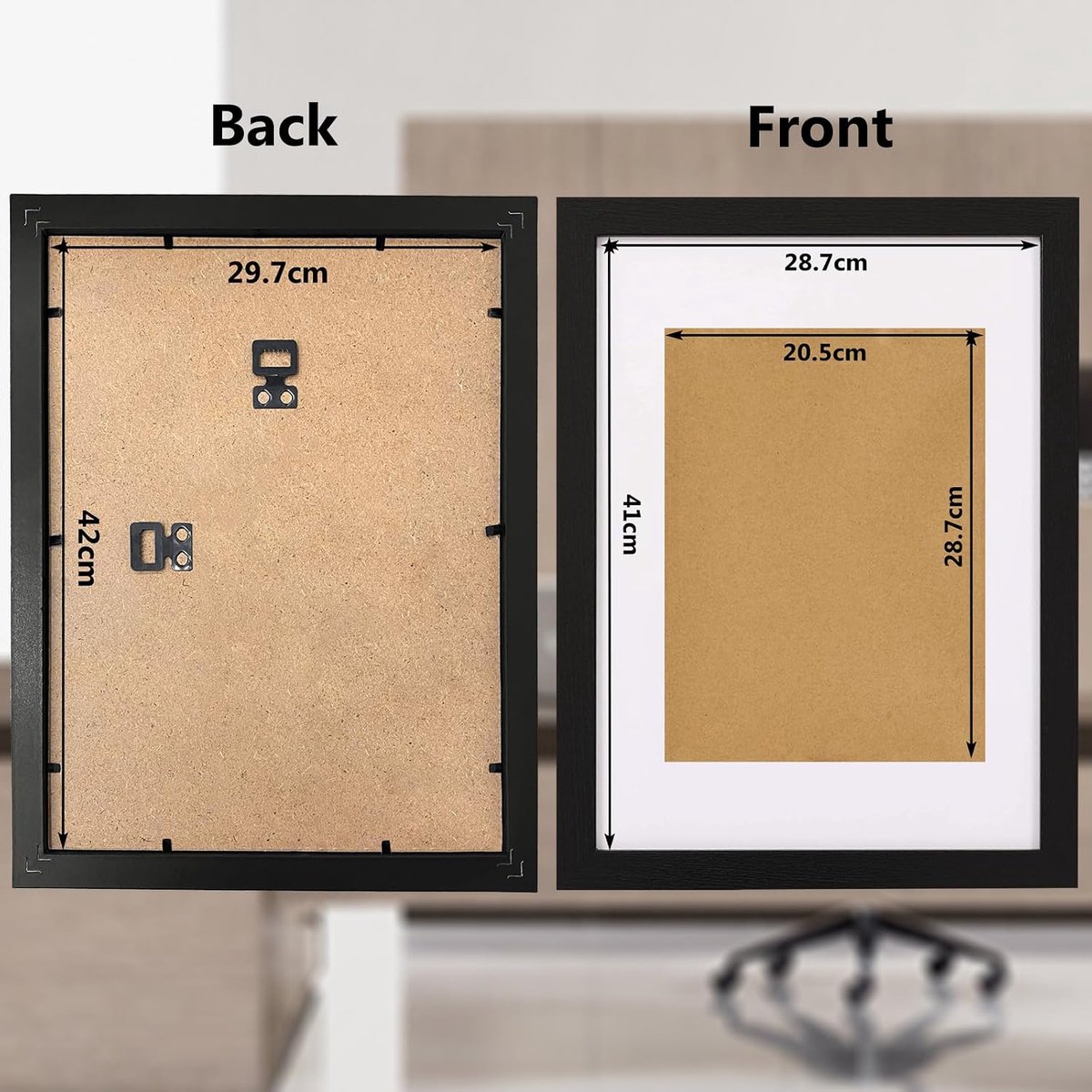Fotolijst A3 Set van 2 - Massief Hout - Plexiglas Voorzijde - Eenvoudig aan de Wand te Bevestigen - SnelShoppen