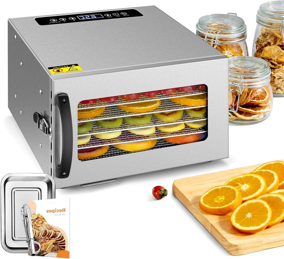 Voedseldroger - Drogermachine - Gezonde Snacks Maken - Volledig RVS Materiaal - 6 Bakken - Roestvrij Staal