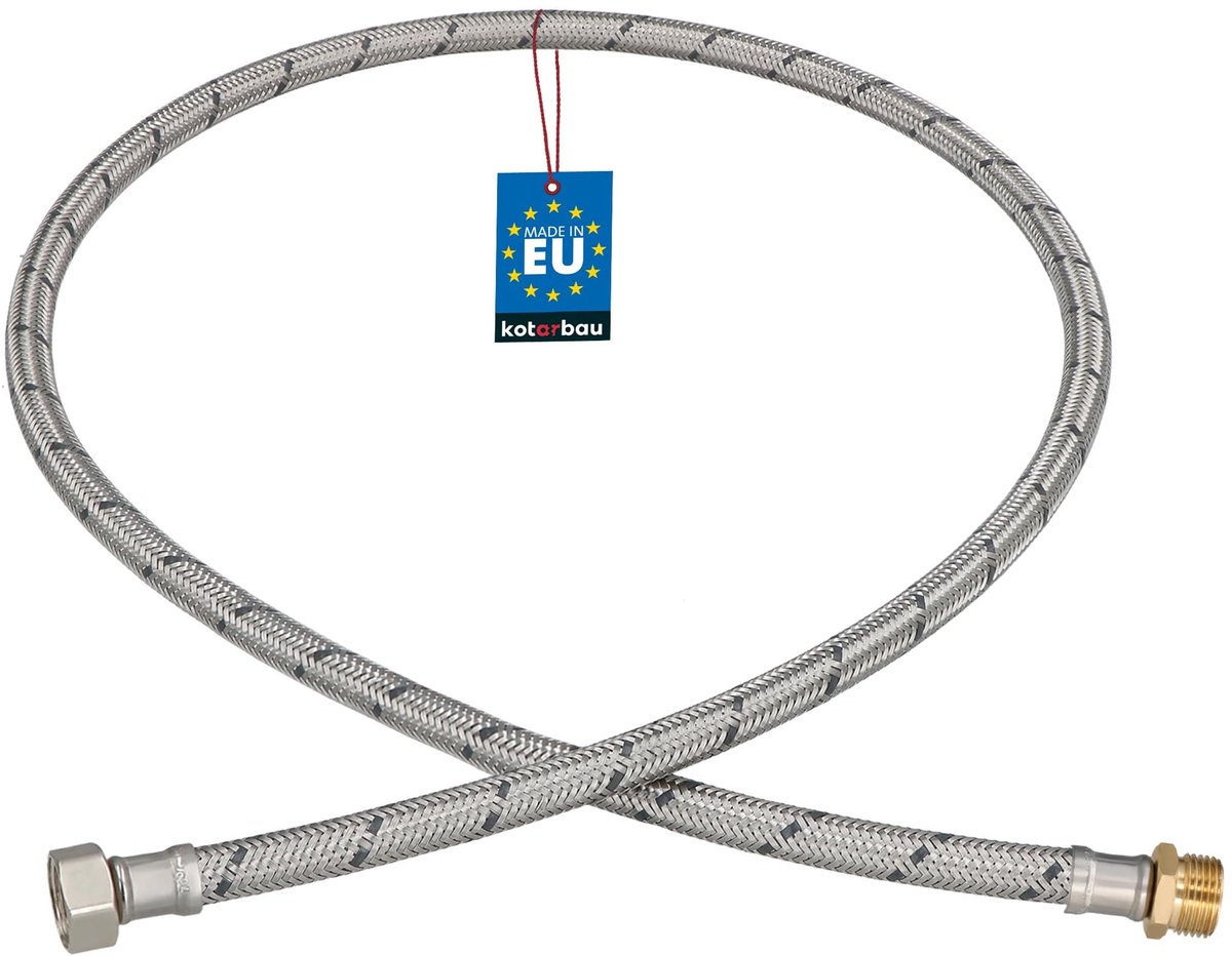 KOTARBAU® Flexibele Aansluitslang 3/8"x3/8" - Sanitaire Aansluitslang 120 cm - Flexibele Kraanslang - Buitendraad x Binnendraad - Aansluitslang Armatuur - Gevlochten Roestvrijstalen Aansluitslang