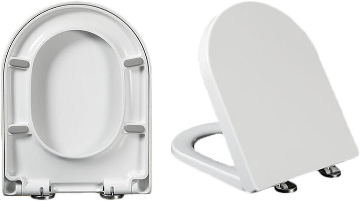 WC-bril D-vorm - Toiletzitting Kunststof - Badkamer Vernieuwen - Softclose Mechanisme - 36 x 45 cm - Wit