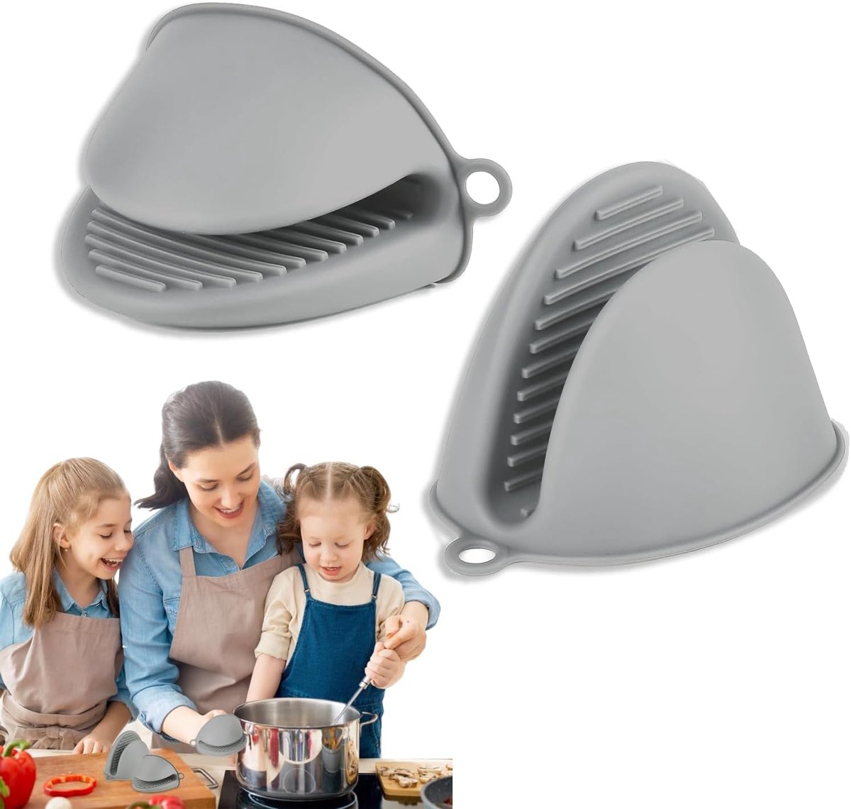 Siliconen Keukenhandschoenen Dubbelpack - Dikke Warmtebestendige Siliconen - Perfect voor Koken en Bakken - ShopVlot