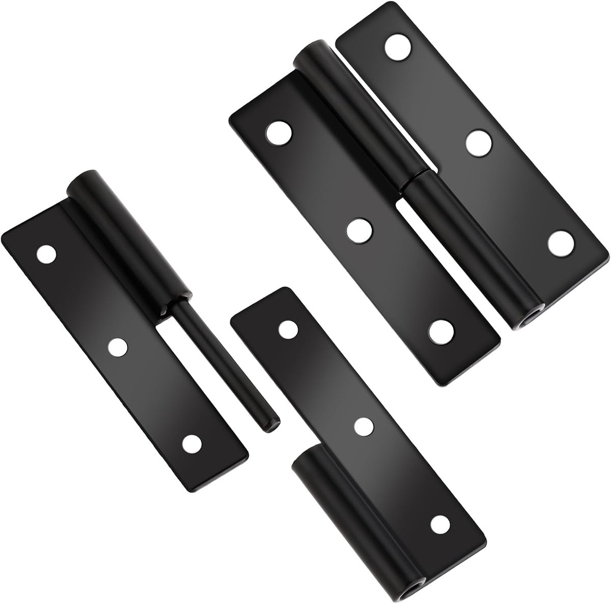 SnelShoppen - 2 Stuks Ronde Mat Zwarte Deurscharnieren, 2.5 Inch RVS Afneembare Kleine Scharnieren, Roestvrij, Geen Gekraak, Zwaar Beveiligd