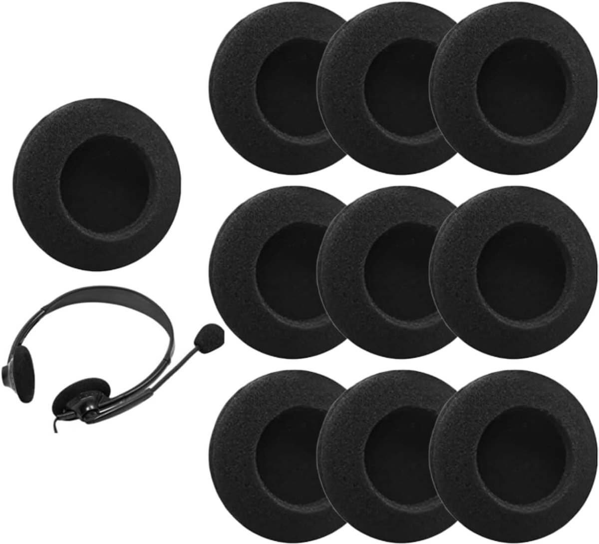 10Pcs Headphone Ear Covers Black Replacement Ear Covers Sponge For Office Phone Headsets - ShopVlot