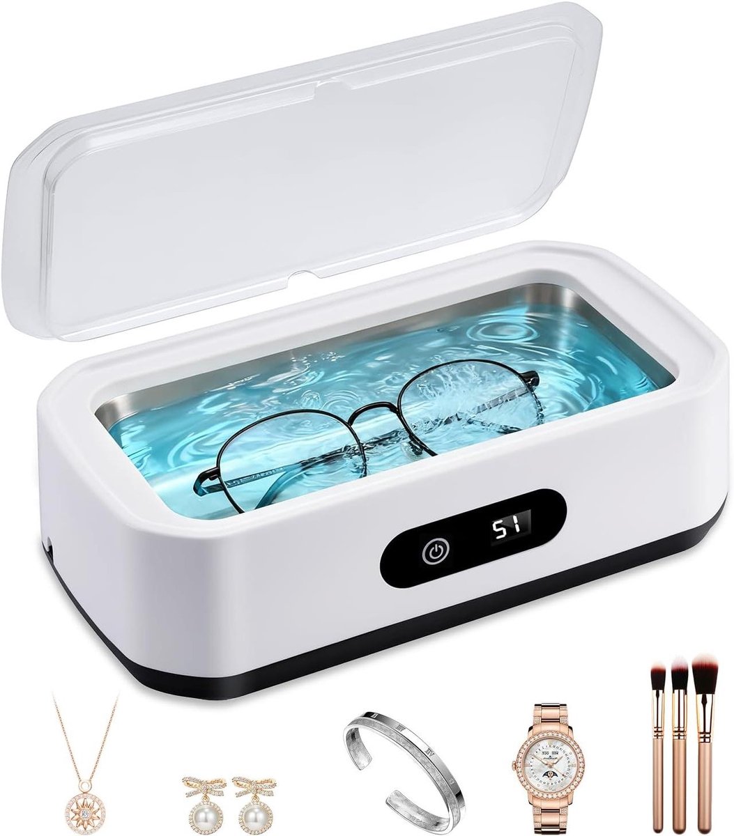 Ultrasone Reiniger - Sieraden Schoonmaker - Voorwerpen Reinigen - 5 Tijdsfuncties - 650 ml - Wit
