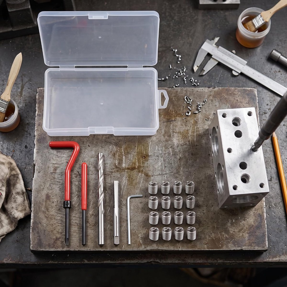 SnelShoppen - 25-delige Reparatieset met Transparante Plastic Doos - Draadherstelset voor Staal, IJzer en Aluminium - Efficiënt en Professioneel Gebru