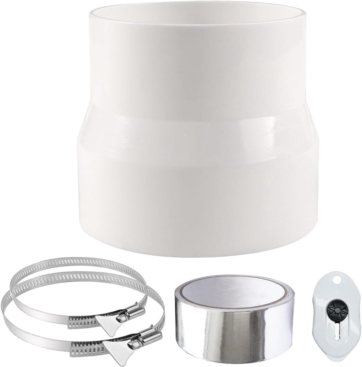 SnelShoppen - Extractor Hood Reducer Rond Buizenadapter 100mm naar 115mm met 2 RVS Slangklemmen, Afvoerpijp Adapter voor Ventilatie Rond Buizen Luchtk