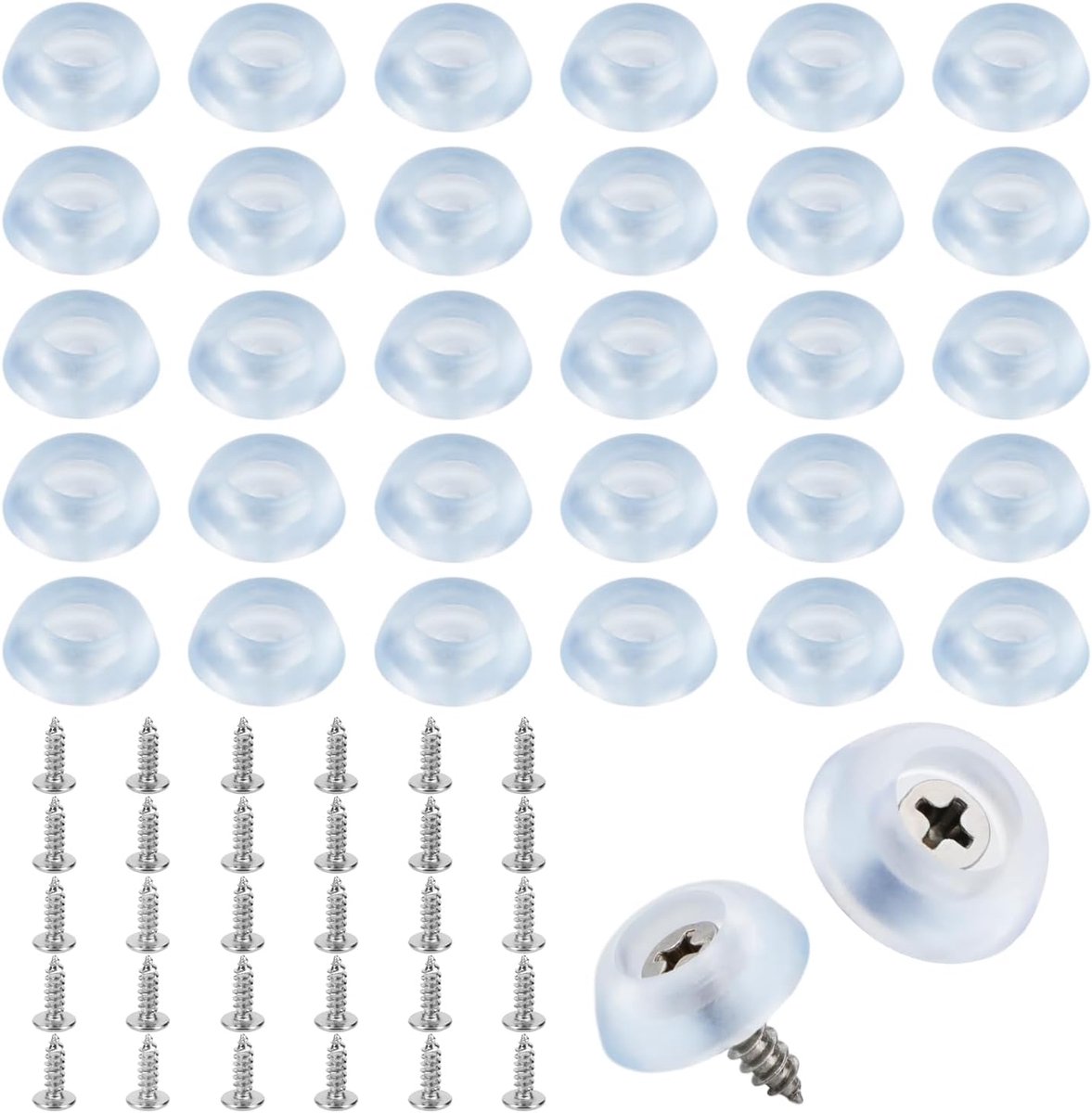30pcs Cutting Board Rubber Feet, 1.5x1.5cm Non-Slip Rubber Feet Bumpers with Stainless Steel Screws Round Cutting - ShopVlot