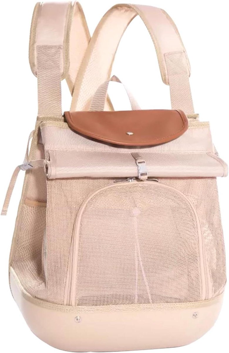 Huisdier Rugzak - Draagbare Tas - Reizen met Huisdier - Niet-Inzakbare Bodem - 32x18x37 cm - Lichtbeige