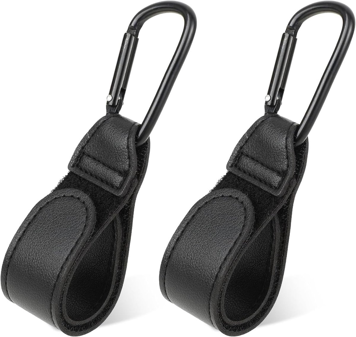 Stroller hooks 2-delig - leerstijl - universele pasvorm - handig voor het ophangen van tassen - SnelShoppen