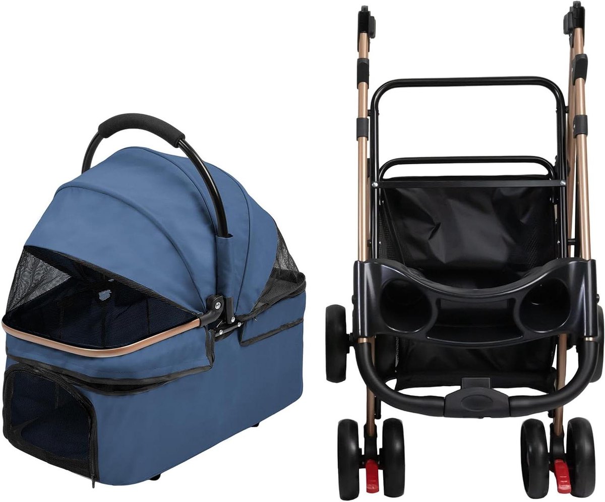 Hondenbuggy Opvouwbaar - Dierenwagen Reizen - Comfortabel Vervoer - Waterdichte Oxford Stof - 96 x 70 x 48 cm - Blauw