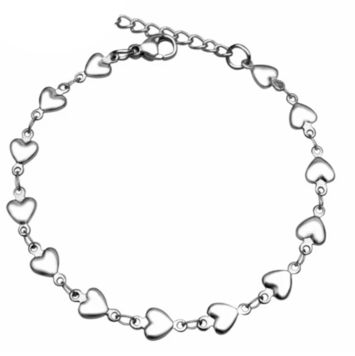 Enkelbandje Hart RVS 34-37 cm- Charme Bijoux