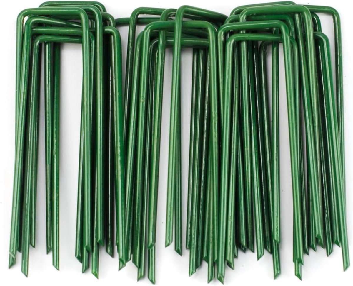 Grondankers Haringen - Tentharingen Set - Buiten Bevestigen - U-vormig Ontwerp - 100 mm 30 Stuks - Groen