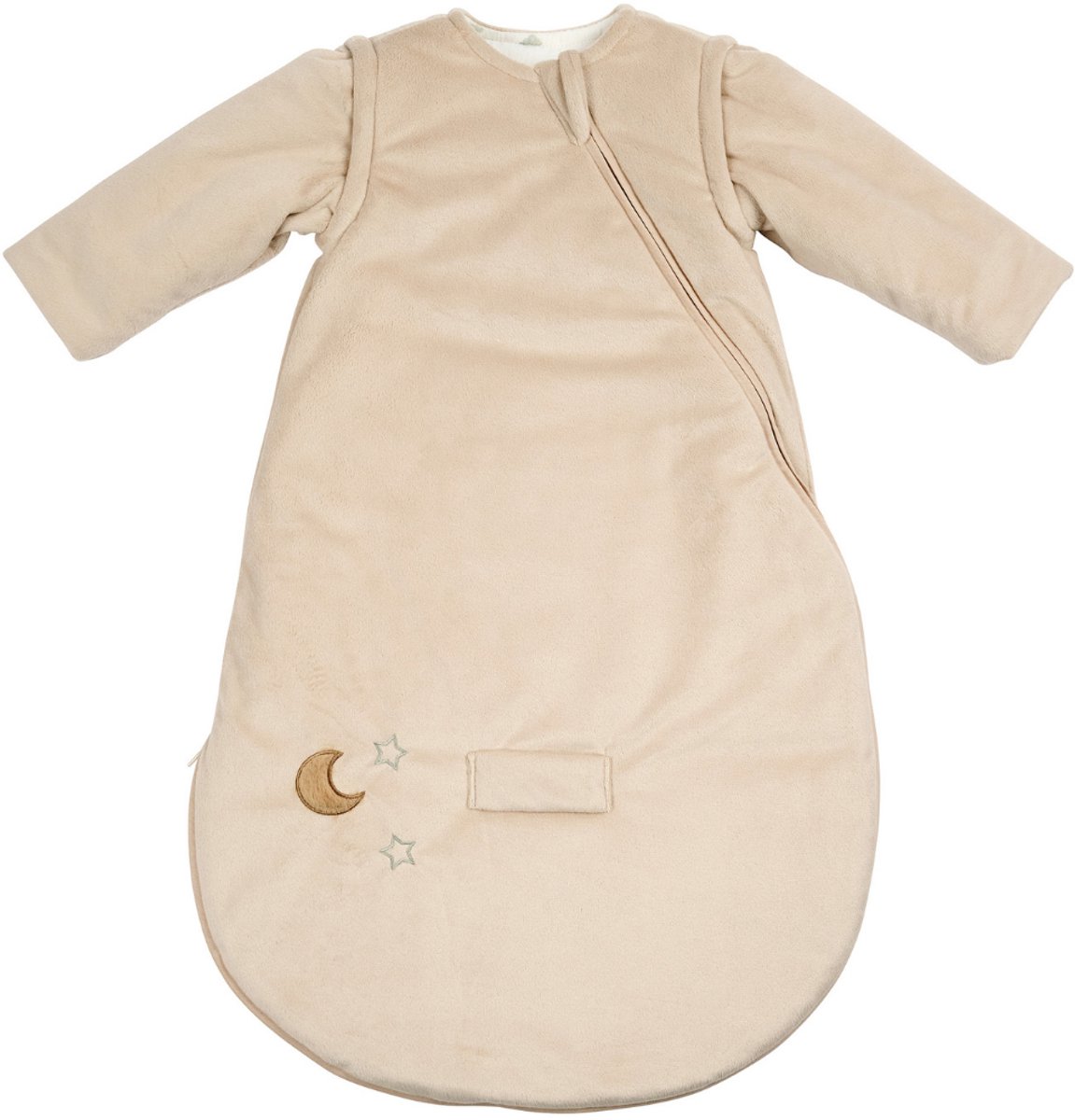 Nattou LouLou Baby Slaapzak 70 cm - Slaapzak met Afneembare Mouwen in Velours - TOG 2,5 - Zachte Babyslaapzak - Zand