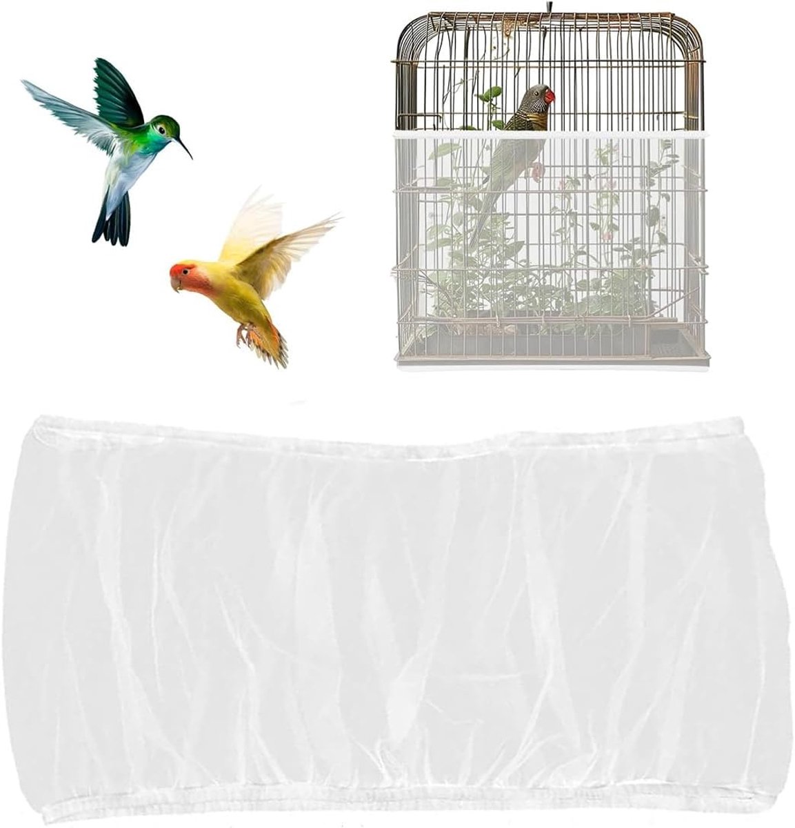 Vogelkooi hoes 30 cm hoog - Nylon net - Ventileerbaar en stofdicht - Bescherming voor vogels - ShopVlot