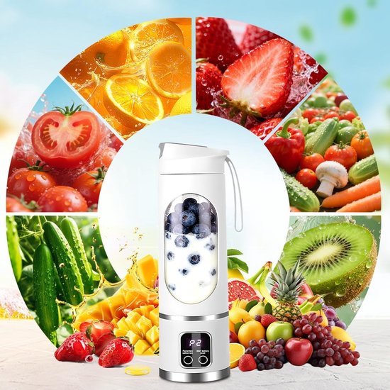 Draagbare Blender - Mini Mixer - Gezonde Dranken Maken - 12-Messen Systeem - 450 ml - Wit — afbeelding 5