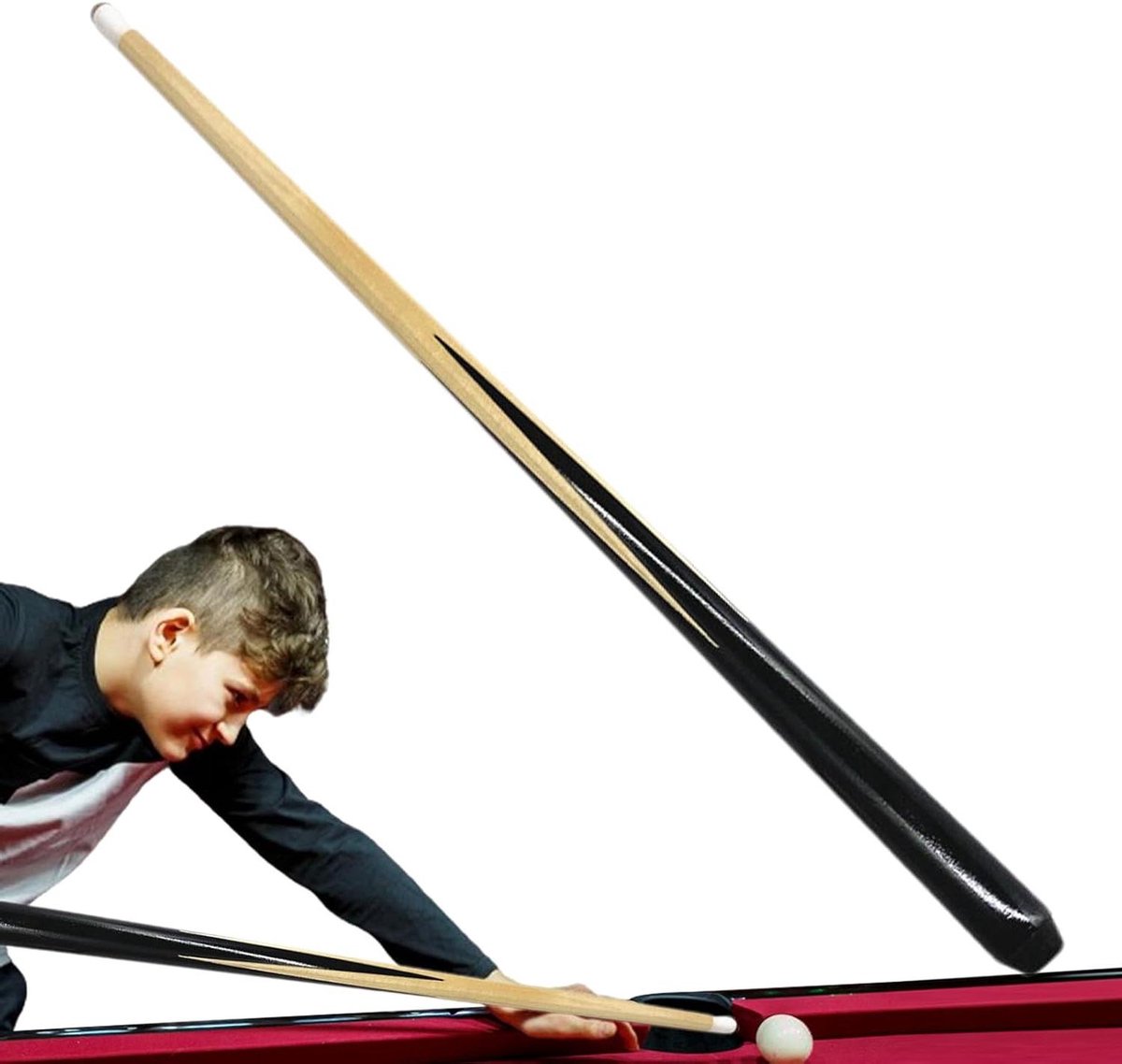 Kinder Pool Keu - Biljartkeu Smalle Ruimtes - Oefenen Thuis - Handgepolijst Hout - 50 Cm - Houtkleur