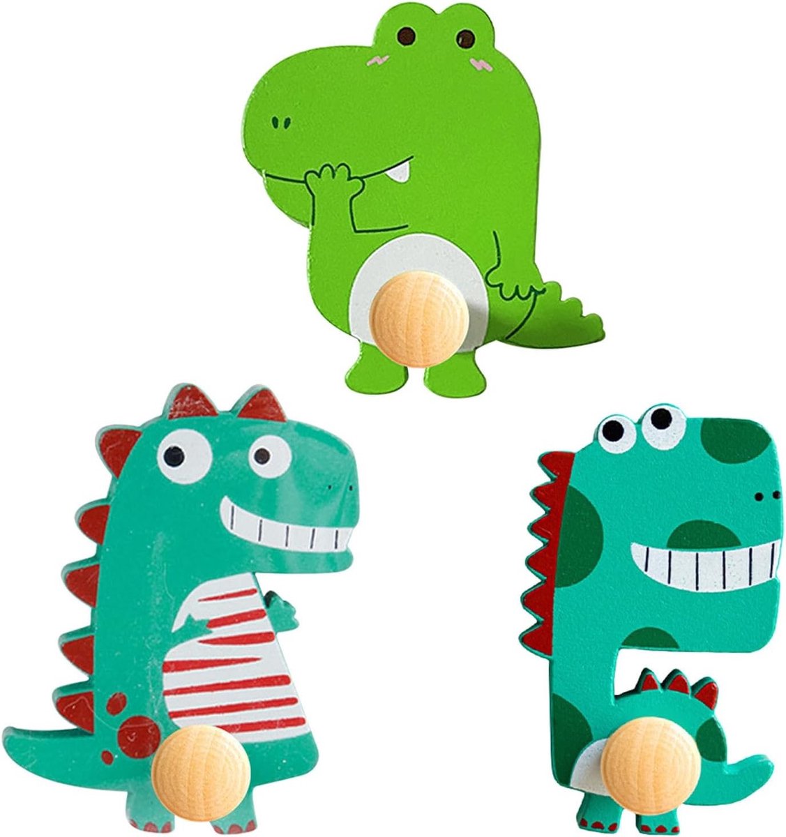 Garderobehaken voor kinderen in dierenvorm, zelfklevende wandhaken, decoratieve haken voor kinderkamer, set van 3