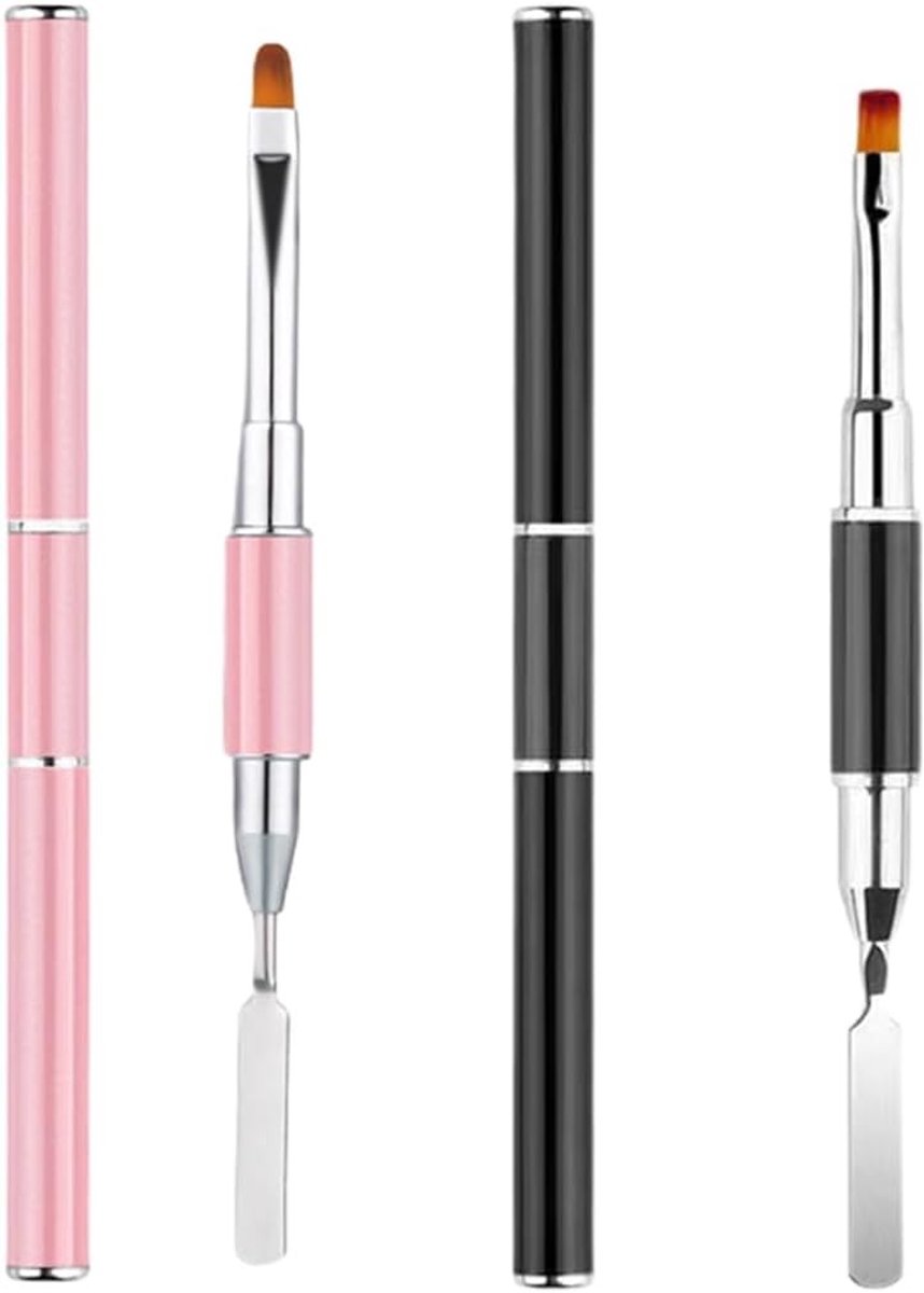 Nagelkwasten Set - Zwart - 2-delig - Professionele Gelkwasten voor Nagelkunst - Voor Doe-Het-Zelvers en Professionals