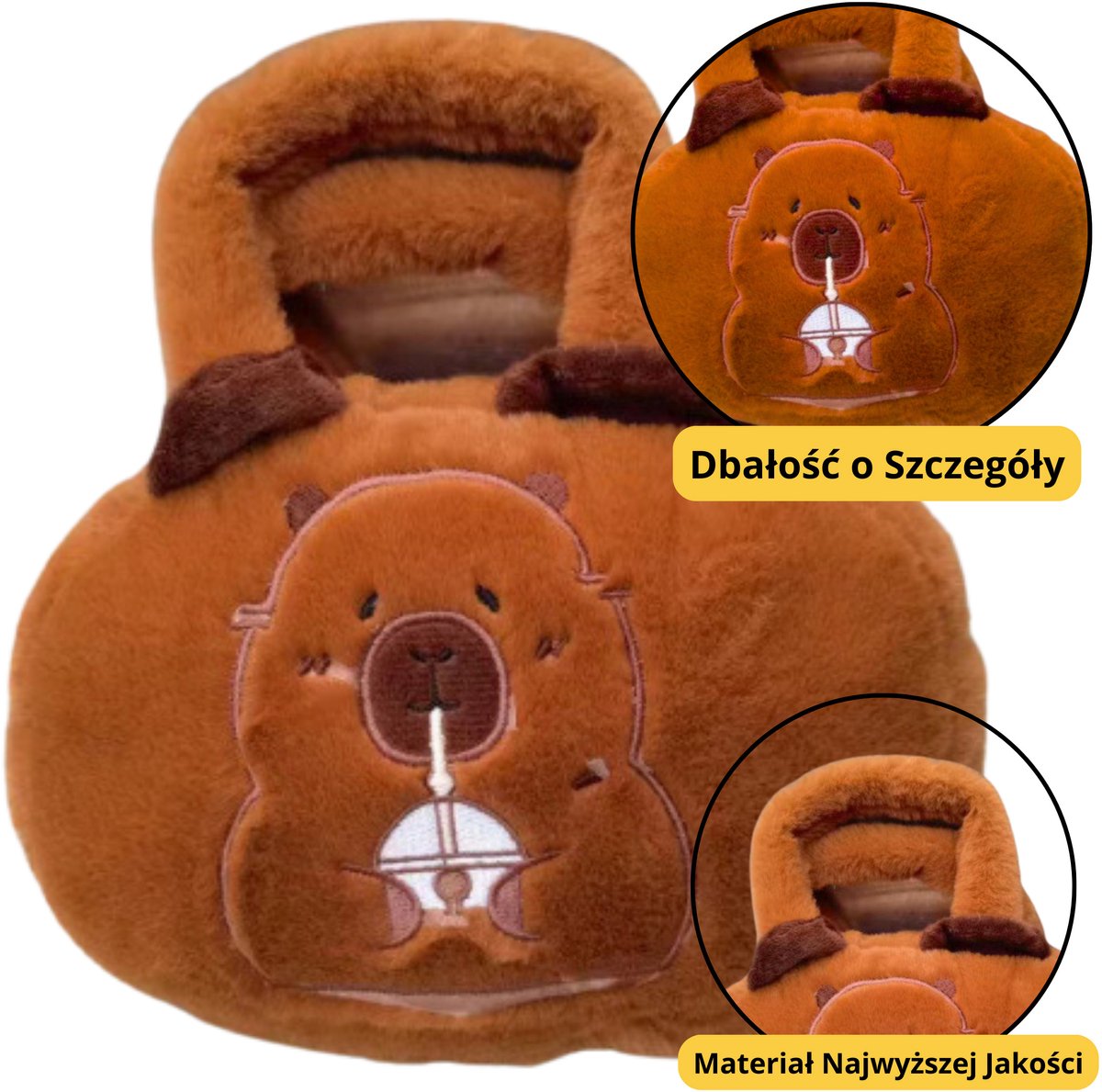 Capibara Pluche Tas Met Beker Bruin 20cm - UNI