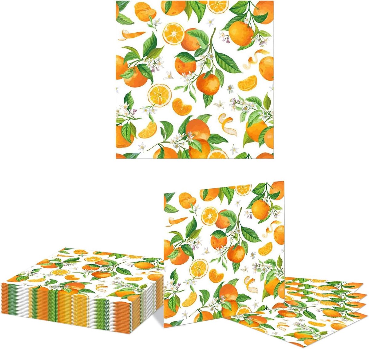 SnelShoppen - Set van 20 Oranje Wegwerpservetten Papieren Fruit Decoratie Servetten voor Feest, Diner, Baby Shower, Kinderfeestje en Meer