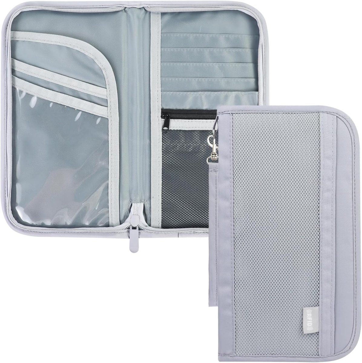 SnelShoppen - Passport Bag RFID Blocking Familie Reisorganizer Waterdichte Paspoorthouder Grijs Voor Paspoorten, Instapkaarten, Betaalkaarten