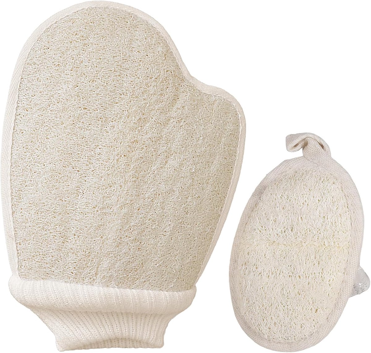 Exfoliërende handschoenen 2 stuks - natuurlijke luffa - zachte scrub - verwijder dode huidcellen - ShopVlot