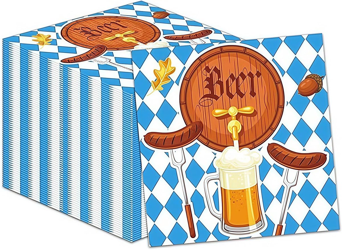 Papieren servetten 33x33cm - Bavarian design - 20 stuks - feestelijke decoratie voor Oktoberfest - ShopVlot