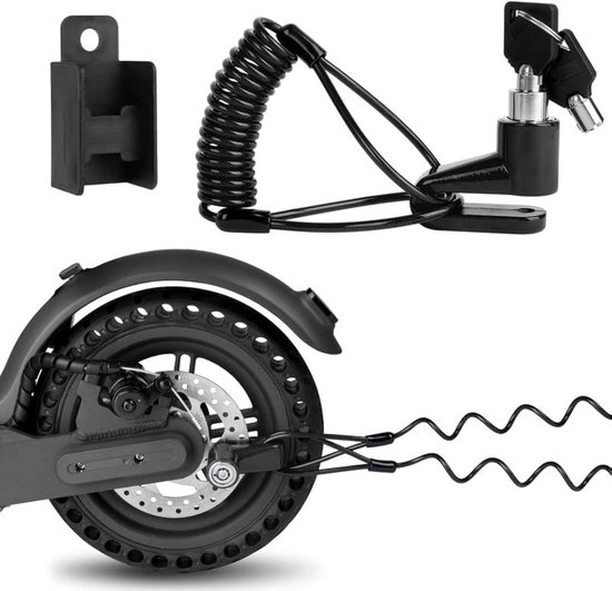 Schijfremslot - Remschijfslot Met Reminder Kabel En Houder - Fiets Slot - Elektrische Step Slot - Motorslot - Scooterslot - Slot - Elektrische Step Accessoires - Voor E-Bike / Motor / Scooter / Elektrische Step / Fiets - Anti-Diefstal - Zwart — afbeelding 2