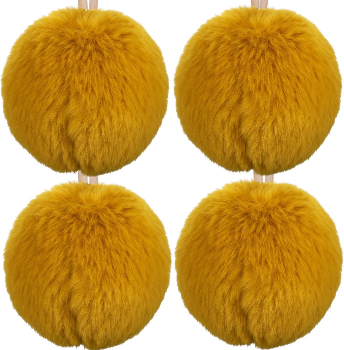 SnelShoppen - Set van 4 Fluffy Pluche Kerstballen 7 cm met Satijnen Lint, Zachte Decoratieve Ballen voor Kerstboom, Stijlvolle Winterdecoratie in Curr