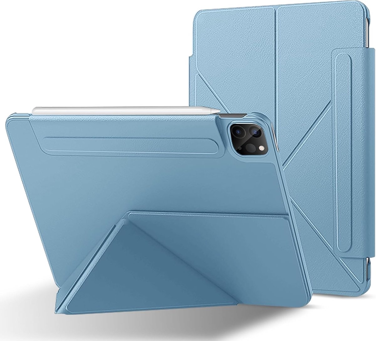 SnelShoppen - iPad Air 13 Inch Hoes, Beschermende Cover voor iPad Pro 12.9 Inch, Sterke Magneet, Vouwbare Stand, Krasbestendig Blauw, Geschikt voor M3
