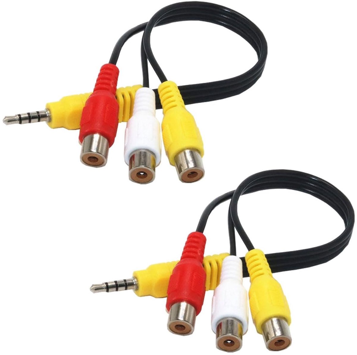 SnelShoppen - 2 Stuks 3.5mm Plug naar 3x Tulip Plug Adapter Kabel, 22cm AV Adapter voor Camcorder, Video Audio Capture voor PC, Mac, TV Box, MP3, DVR