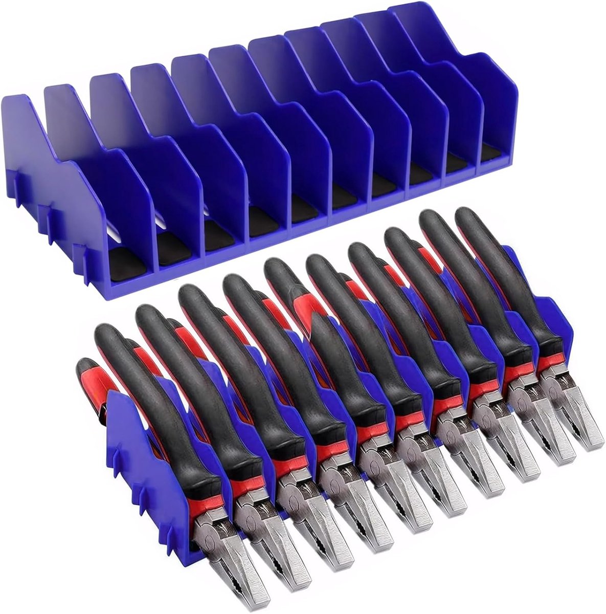 SnelShoppen - Pliers Wrench Organizer 2 Stuks, Blauwe Pliers Houder, Tool Organizer met 10 Slots, Antislip Rubber Onderkant, Pliers Rack voor Handgere