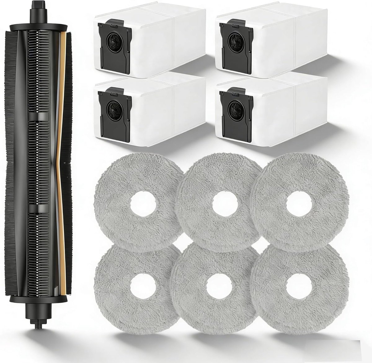 SnelShoppen - Accessoires voor Dreame L40 Ultra, L10s Pro, X40 Ultra - 11-delige set met 4 stofzakken, 1 TriCut borstel, 6 microvezel moppen
