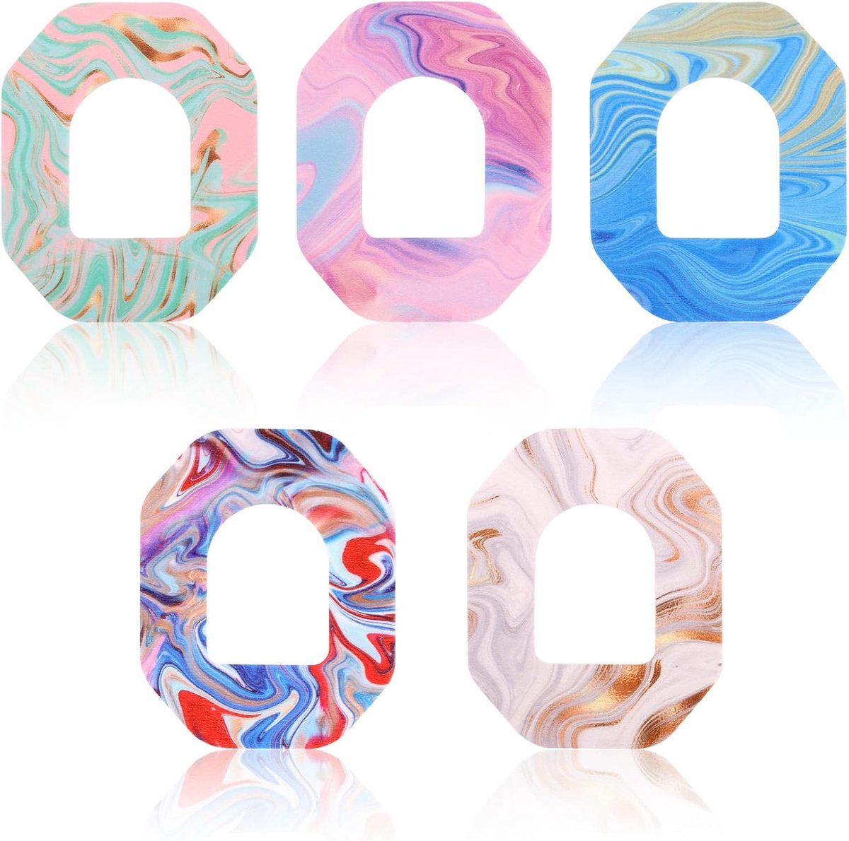 SnelShoppen - 25 Stuks Zelfklevende Patches voor Omnipod 5, Multicolor CGM Sensor Covers, Waterdichte en Ademend Overpatches, Marble Gradient Stijl, G