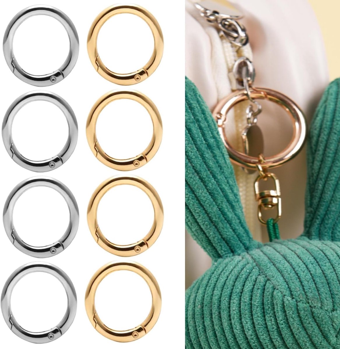 SnelShoppen - Trigger Metalen Veer O-Ringen, Ronde Karabijnhaak Clip, Snap Trigger Veer Sleutelhanger, Handtas, Armband, Handwerk Sieraden Maken (Zilv