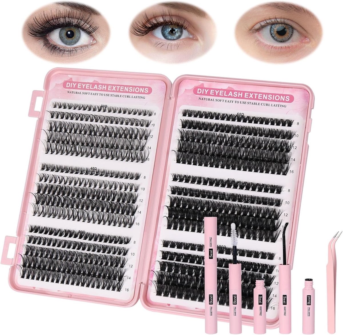 Allecto Plus - Wispy Cluster Wimpers 540 stuks | Individuele Wimper Extensions | Gemengde Trays 8-16mm | Natuurlijke Wimperclusters | Wimperextensions Kit | Inclusief 30P + 40P + 50P + 60P + 80P + 100P