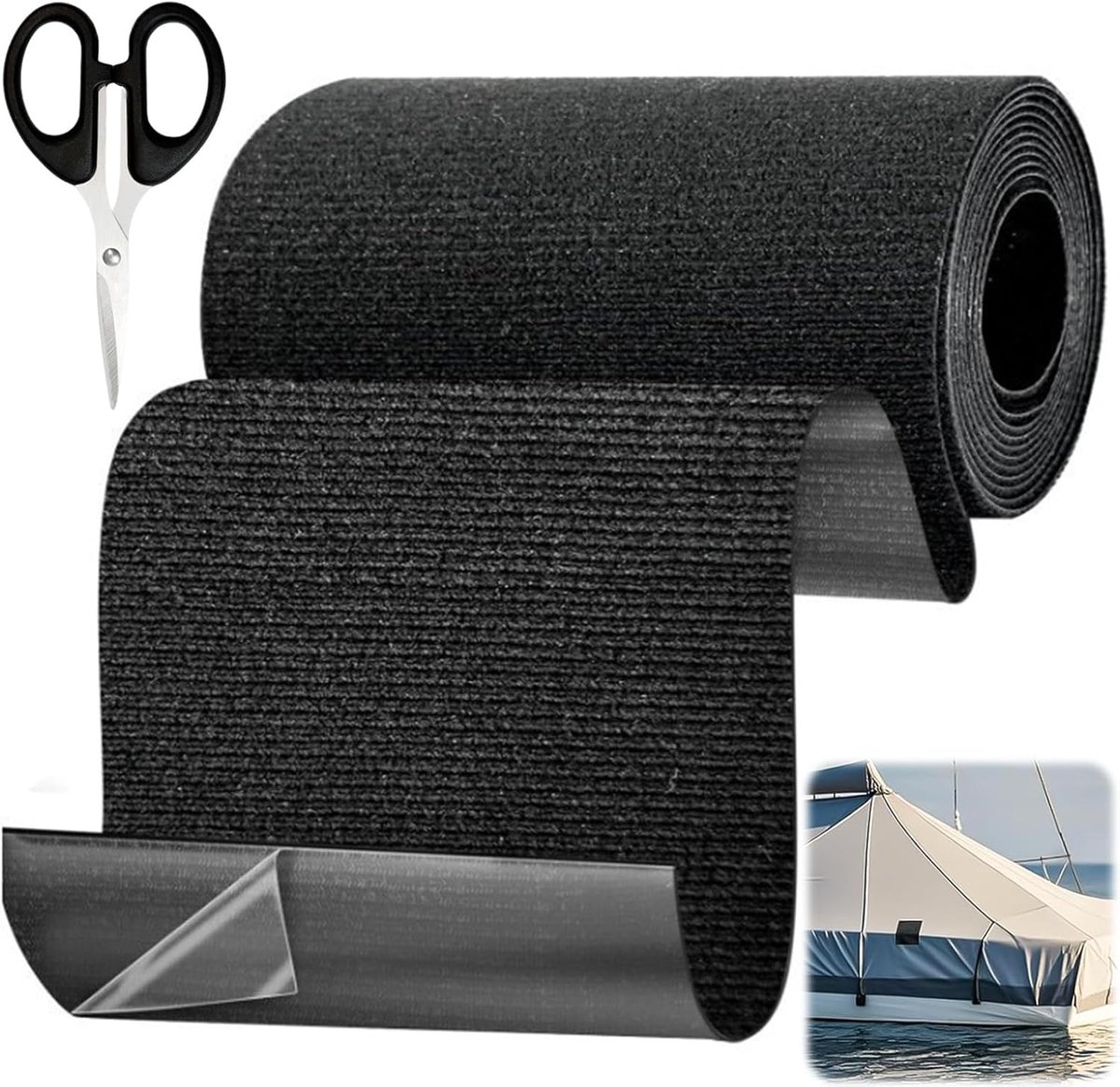 SnelShoppen - Zelfklevend Stof 10 x 200 cm Reparatiestof Zelfklevend met Schaar voor Bank, Autostoelen, Tenten, Kleding, Gordijnen, Zwart