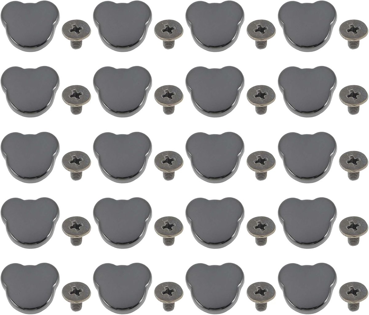 20 Sets Screw Rivets Bear Shape for Belts Clothing Purse Handbag Leather Craft DIY Handmade Accessories Light Black - ShopVlot