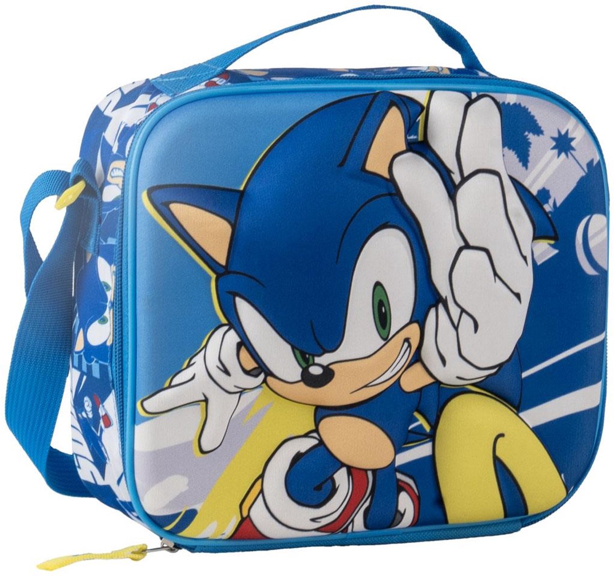 Sonic the Hedgehog Lunchtas Jongens – Geïsoleerde Koeltas met Schouderband en Flessenvak – Blauw