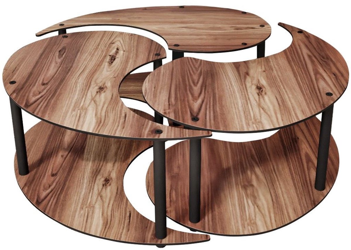 Asir - Salontafelset - Walnoot - 70 x 70 x 38 cm