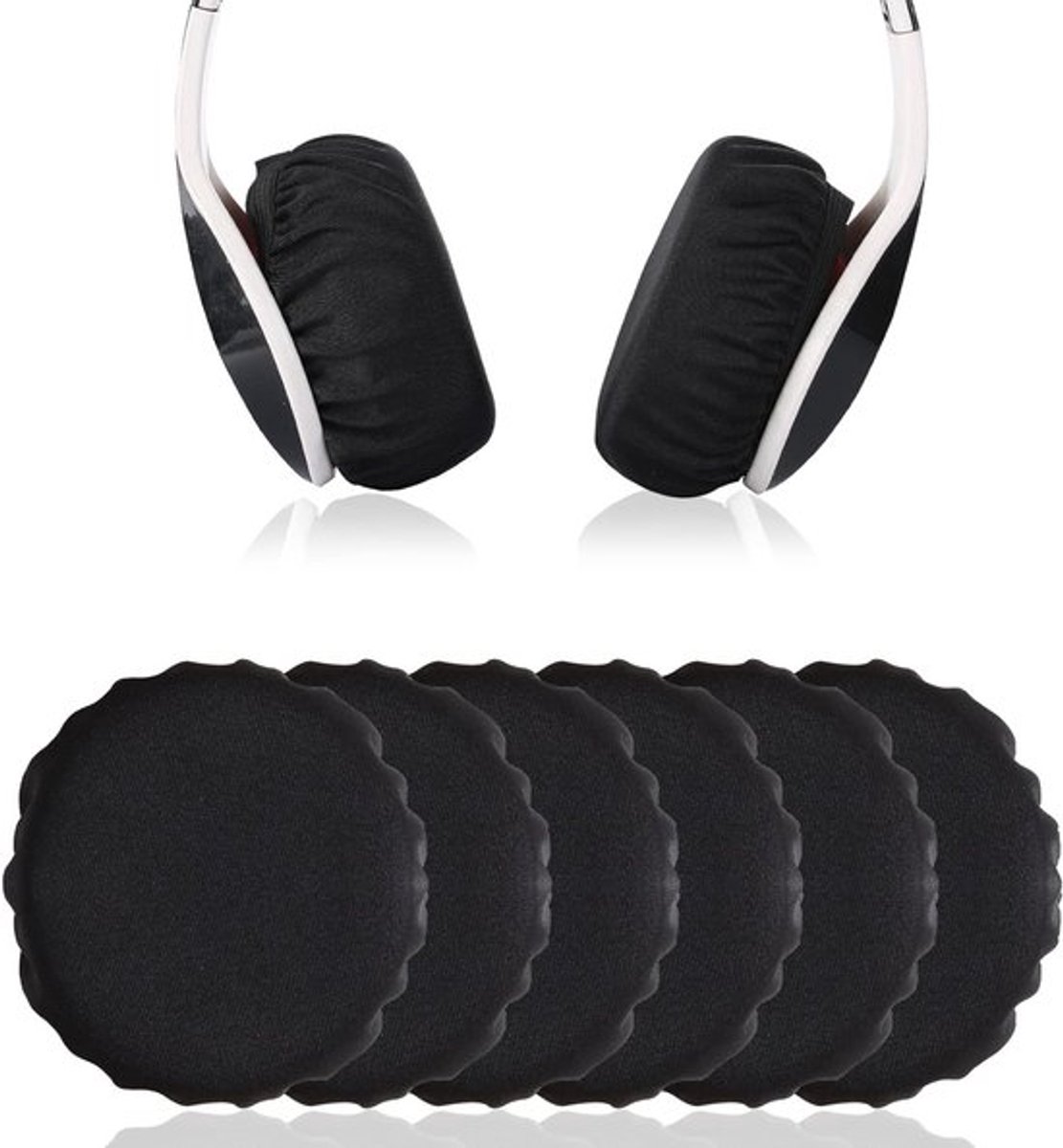 Wasbare en rekbare oorkussens voor hoofdtelefoons, 6 stuks, beschermende en hygiënische oorkappen voor hoofdtelefoons, geschikt voor 9 cm - 10,5 cm hoofdtelefoons