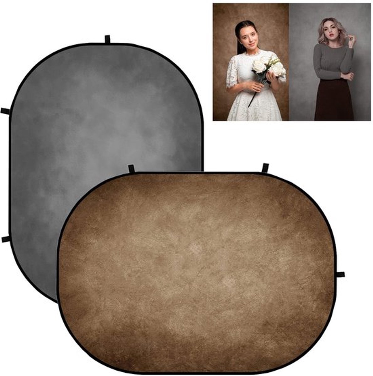 Achtergrond Dubbelzijdig 1,5 x 2 m - Opvouwbare Achtergrond - Microvezel - Niet-reflecterend - Kreukbestendig - Draagbaar - Fotografieachtergrond