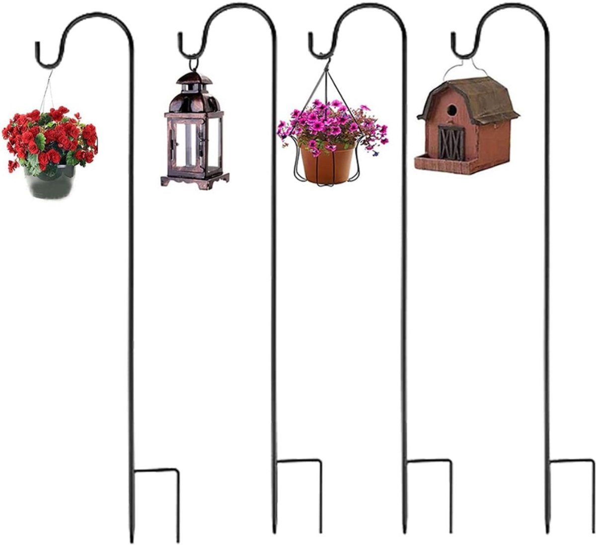 ZRNS® Herdershaak - Herdersstafhaak voor Lantaarn - Tuinhaak Metaal - Herderstaf - 4 Stuks