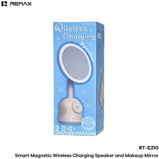 Remax RT-E210 - Make-upspiegel met verlichting - Bluetooth speaker - Draadloos laden - Wit van Remax — afbeelding 3