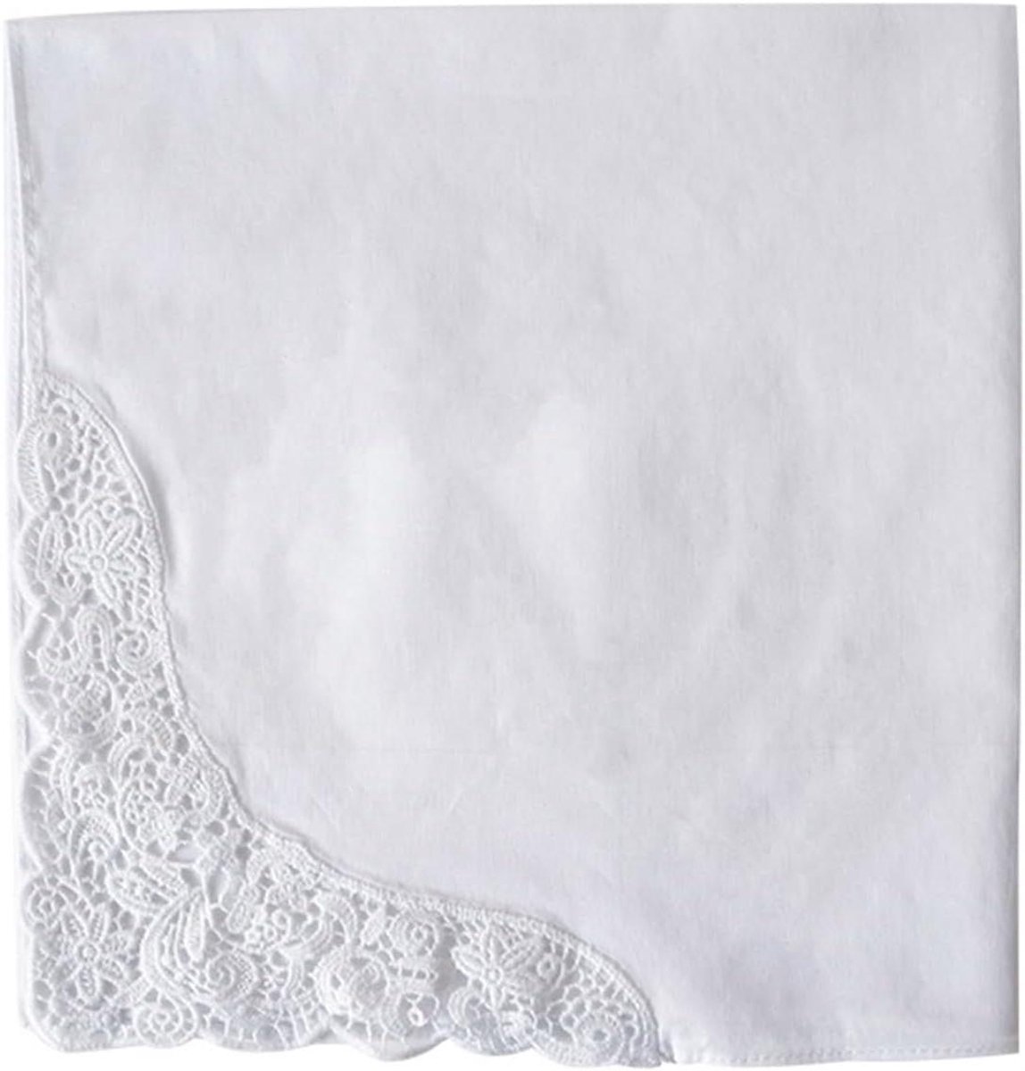 Zakdoeken Katoen - Witte zakdoeken - Dagelijks gebruik - Delicaat kant - 35 x 35 cm - Wit