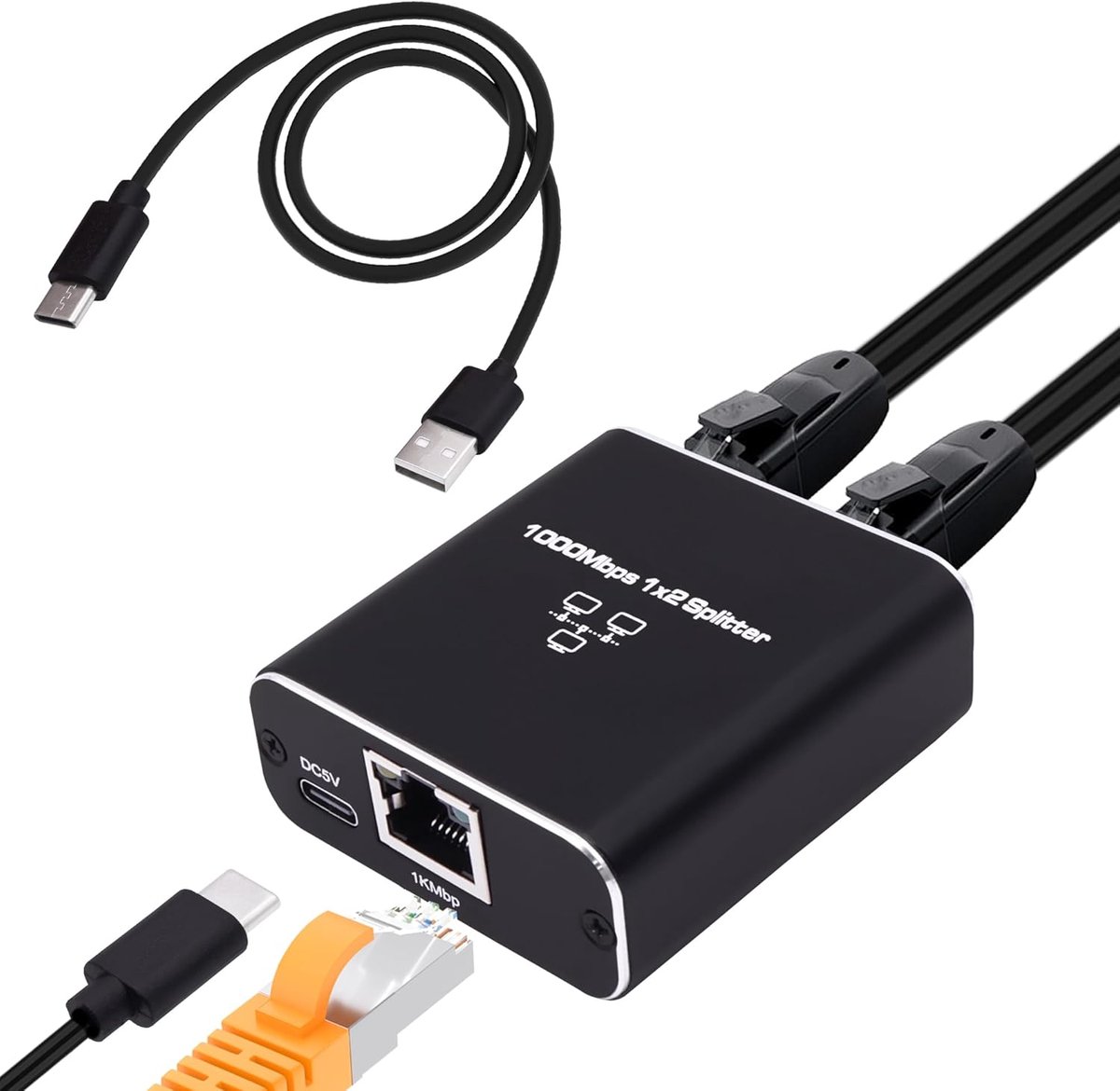 Ethernet Splitter 1 to 2 Gigabit RJ45 Ethernet Splitter 1000Mbps RJ45 Network Switch 8P8C LAN Internet Extender 1 in 2 - ShopVlot