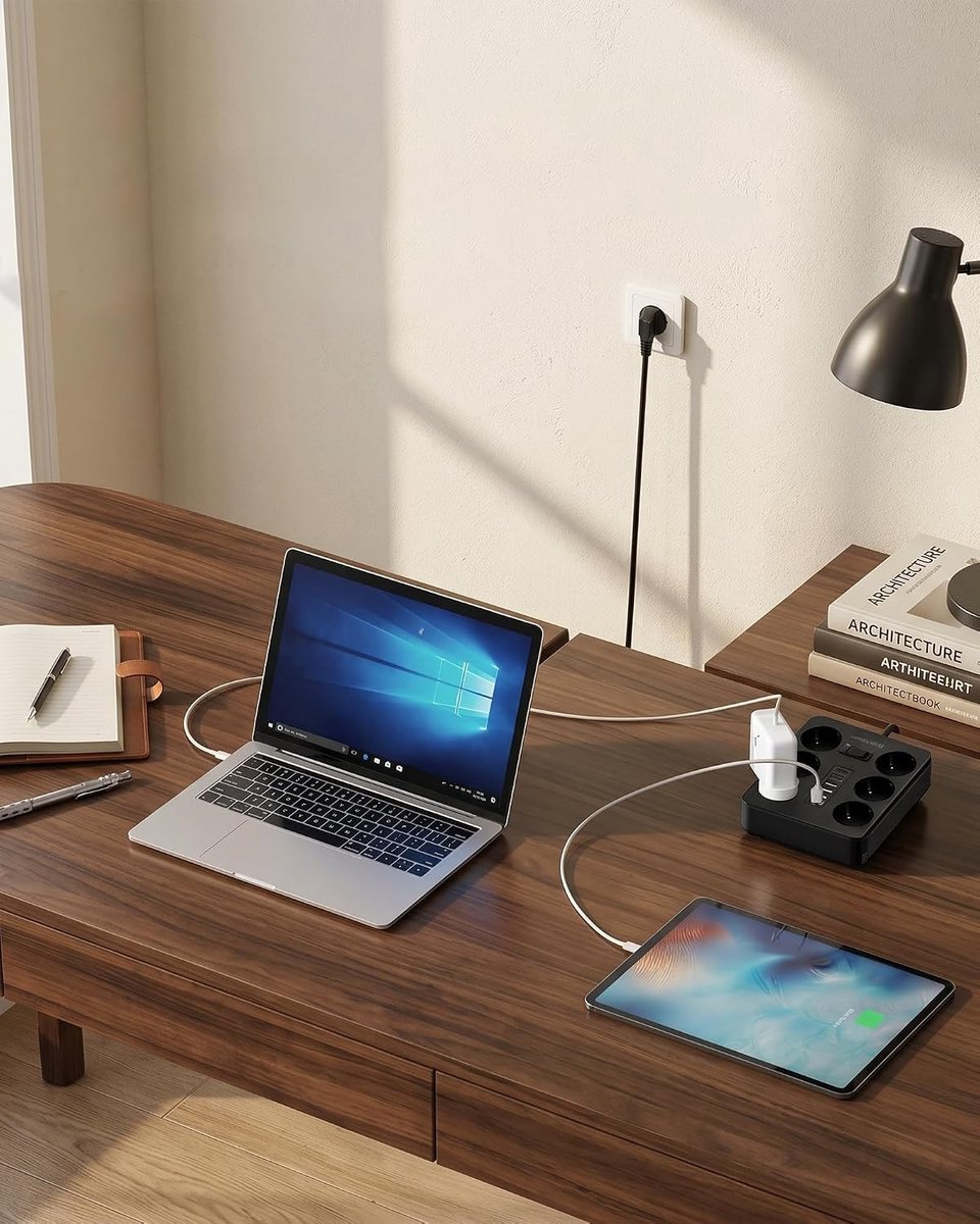 Stekkerdoos met USB - Zwart - 1,8 m - Meervoudige Stekkerdoos met Overspanningsbeveiliging - Voor Thuis, Keuken en Kantoor