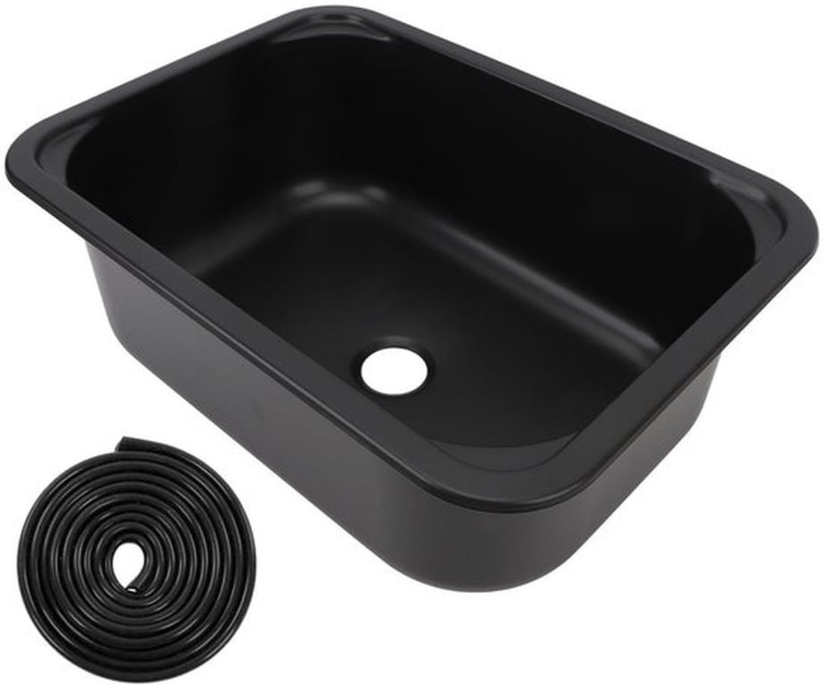 Barwasbak 12 L capaciteit - Roestvrij staal - Ingebouwde installatie - 40 mm afvoeropening - Voor motorhomes/campers/boten - Krasbestendig en waterdicht - Keukenwasbak